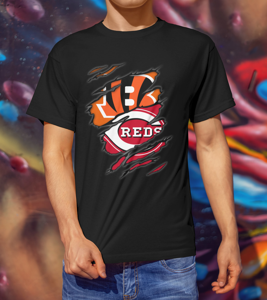 Bengals Reds Logo Ripped Claw T-Shirt