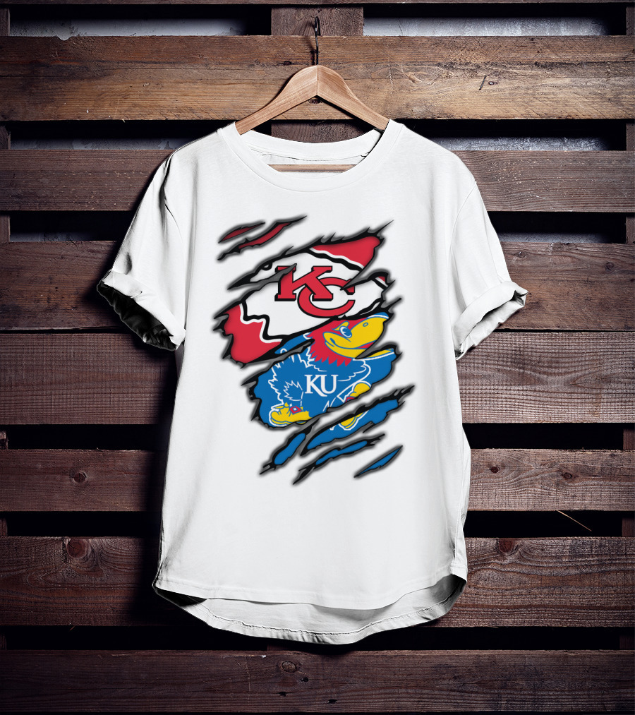 Kansas City Chiefs KU Jayhawks Logo Mashup T-Shirt