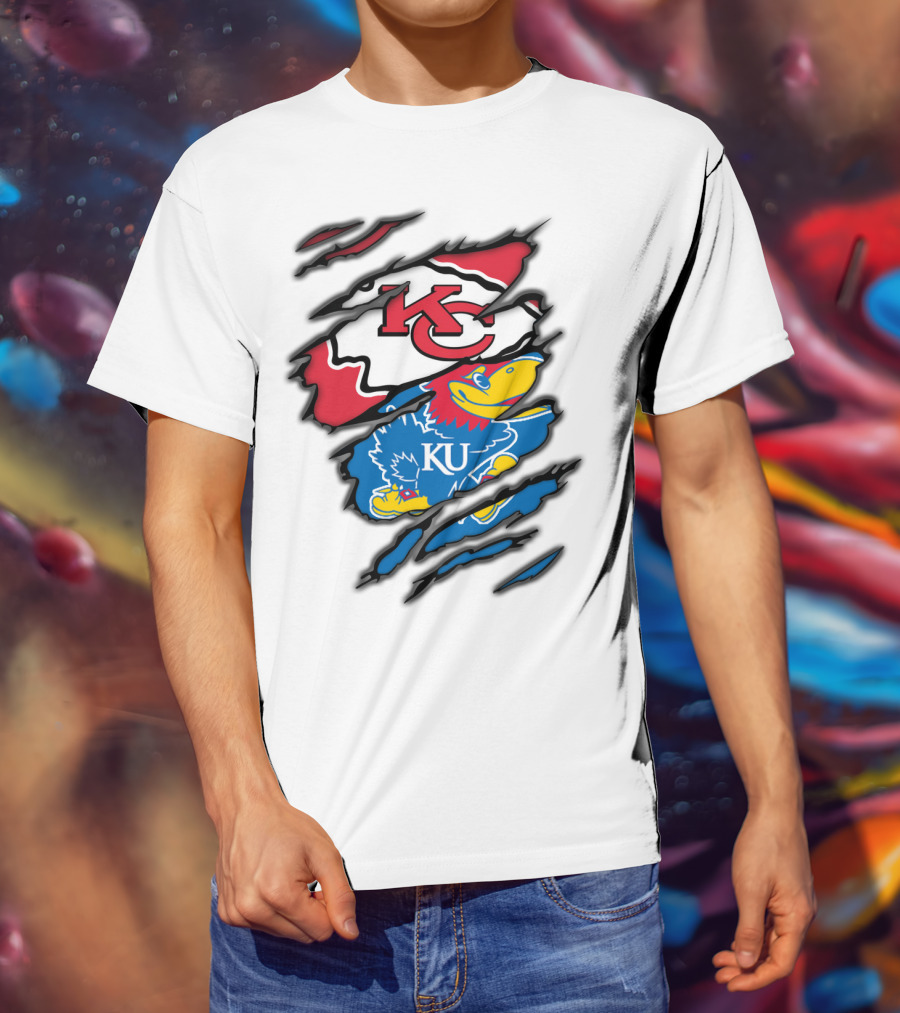 Kansas City Chiefs KU Jayhawks Logo Mashup T-Shirt