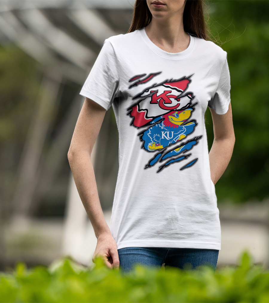 Kansas City Chiefs KU Jayhawks Logo Mashup T-Shirt