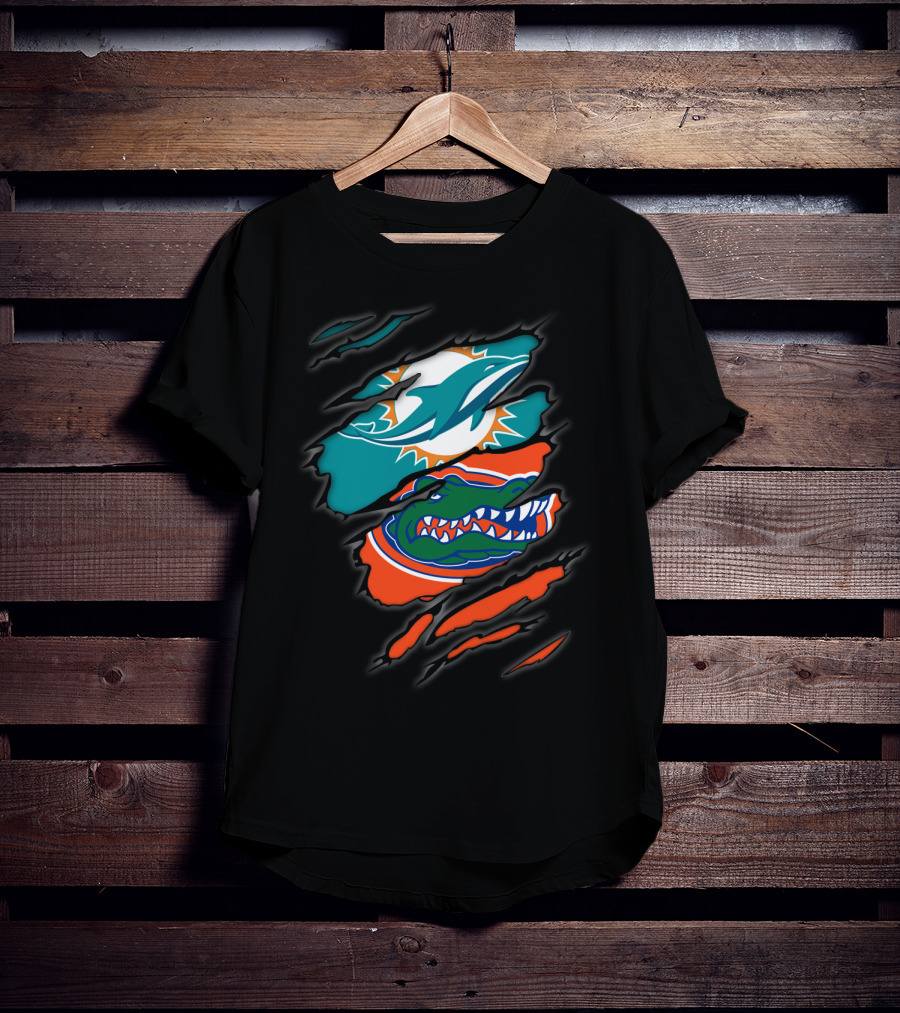 Miami Dolphins Florida Gators Torn Claw Marks T-Shirt