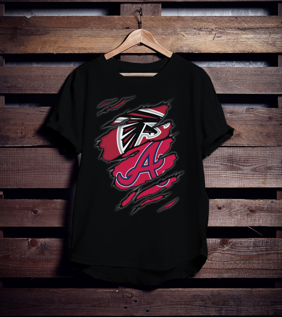 Atlanta Falcons Braves Dual Logo Rip T-Shirt