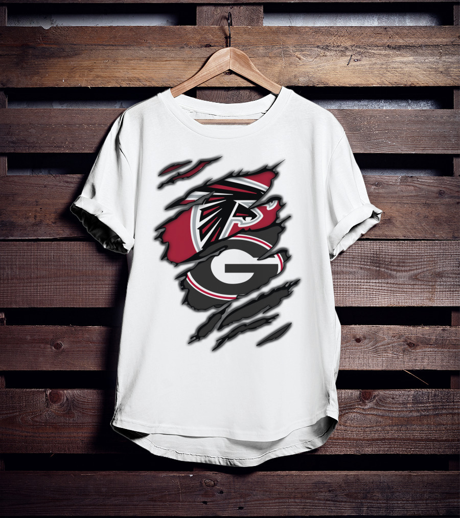 Atlanta Falcons Georgia Bulldogs Ripped Claw Marks T-Shirt
