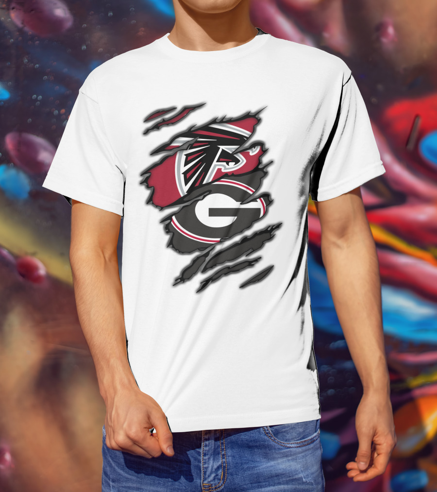Atlanta Falcons Georgia Bulldogs Ripped Claw Marks T-Shirt