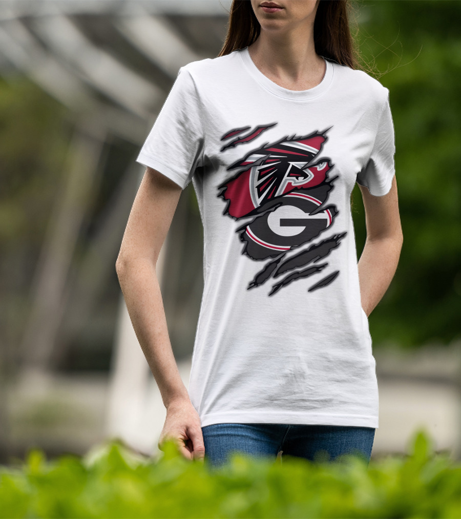 Atlanta Falcons Georgia Bulldogs Ripped Claw Marks T-Shirt