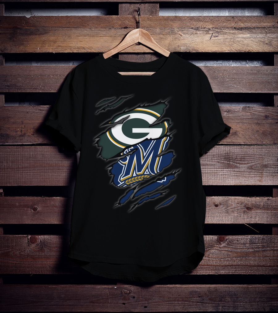 Green Bay Packers Milwaukee Brewers Crossover T-Shirt