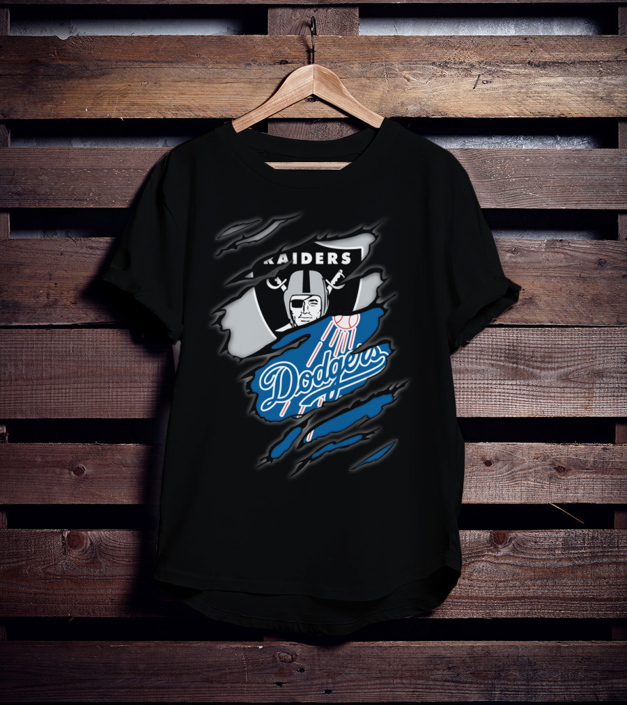 Raiders Dodgers Ripped Layers Fusion T-Shirt