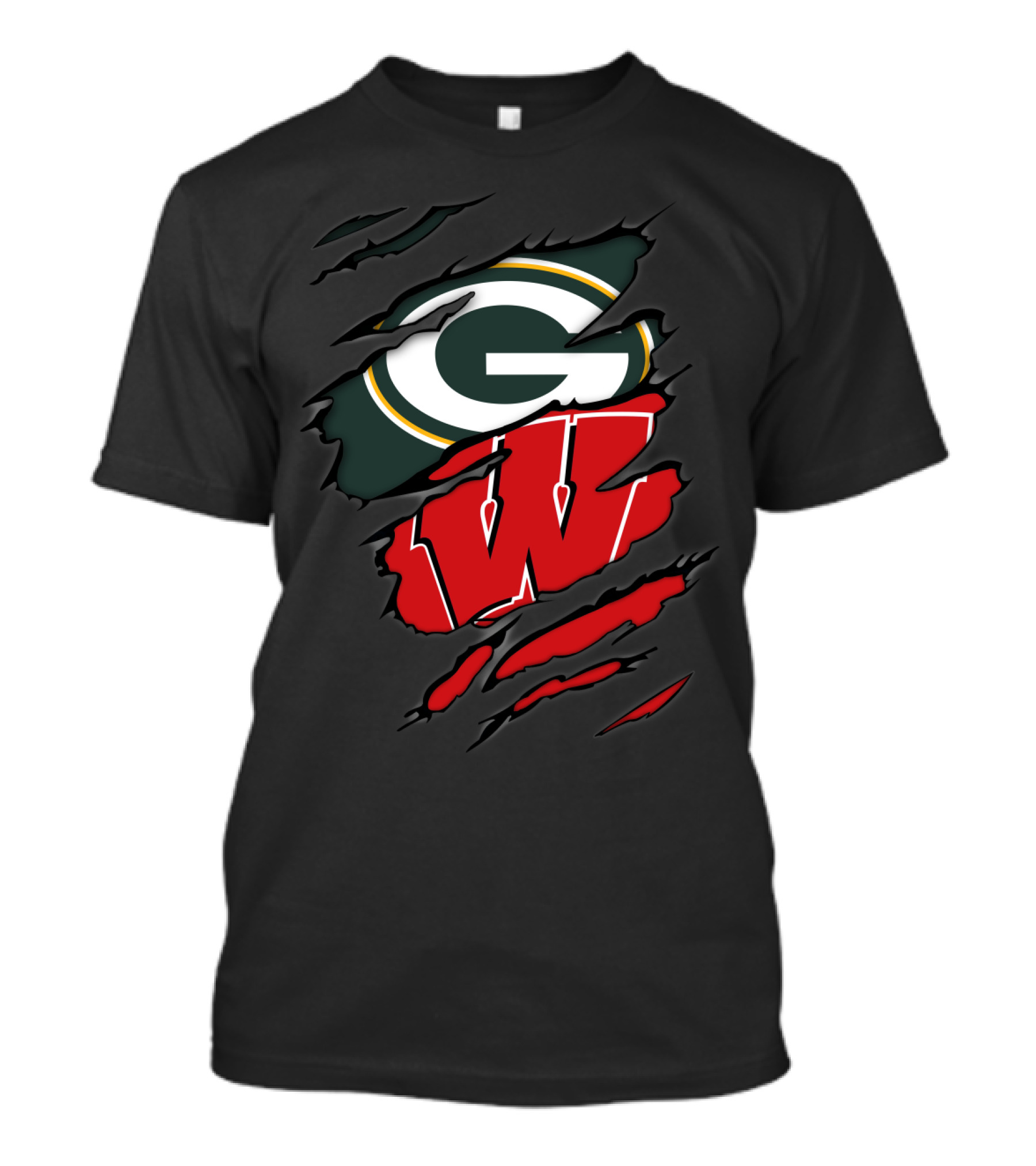 Packers Badgers G W Ripped Claw Marks T-Shirt