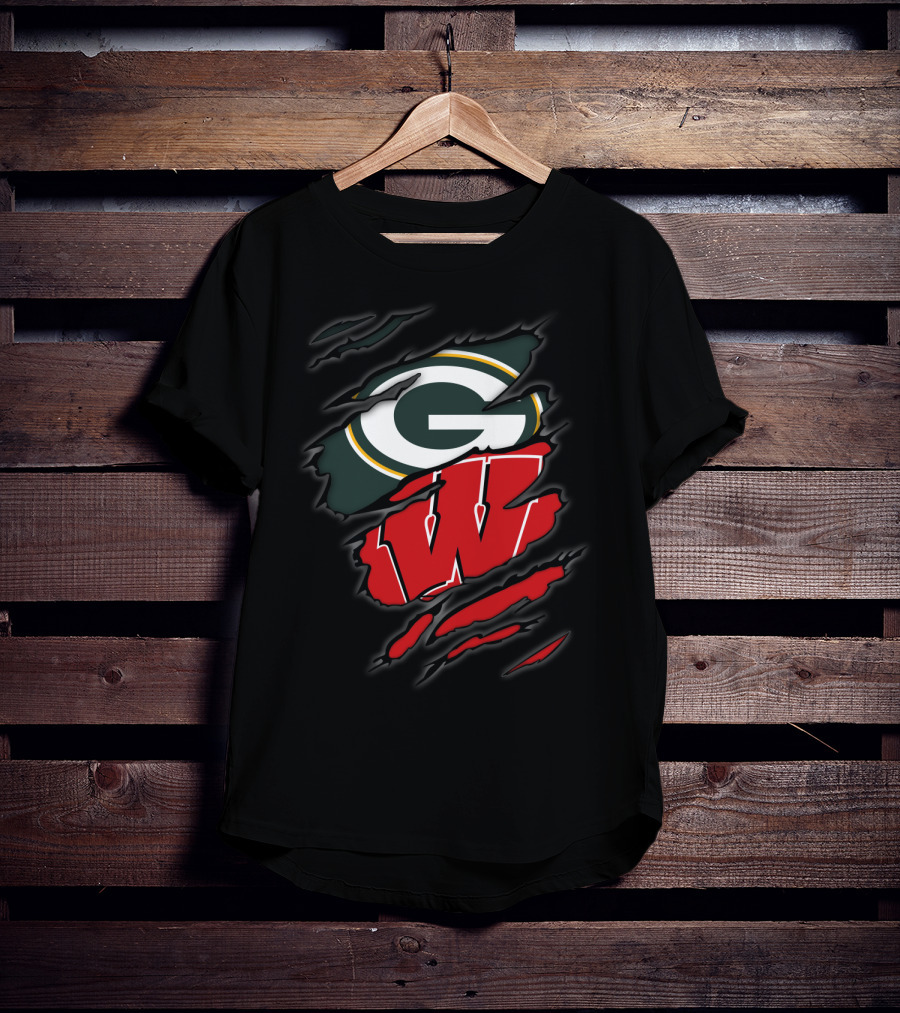 Packers Badgers G W Ripped Claw Marks T-Shirt