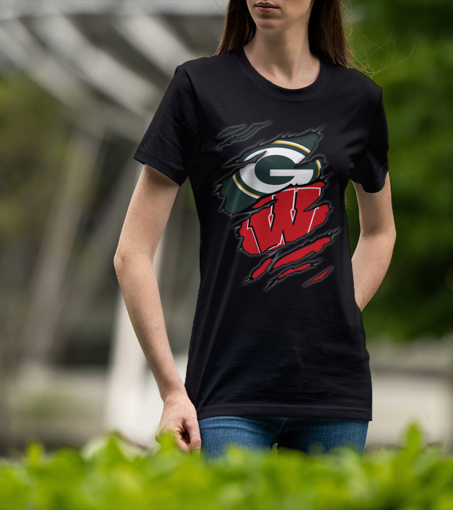 Packers Badgers G W Ripped Claw Marks T-Shirt