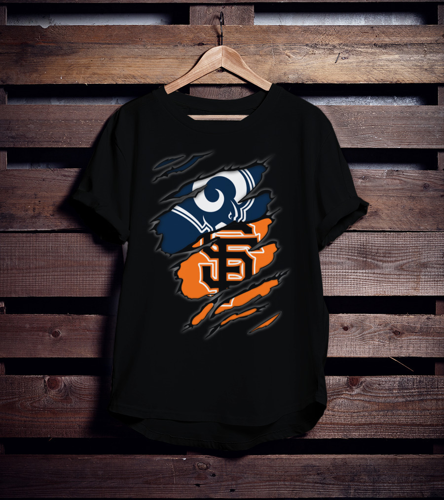 Rams Giants Logos Blue Orange T-Shirt
