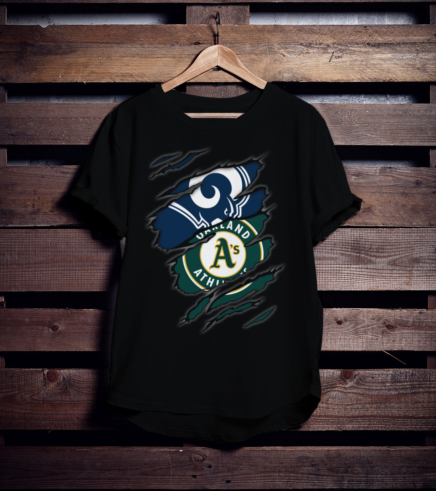Rams Oakland Athletics A's Logo Fusion T-Shirt