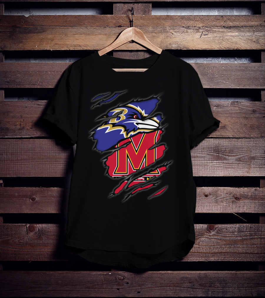 Baltimore Ravens Maryland Terrapins Logo Mashup T-Shirt