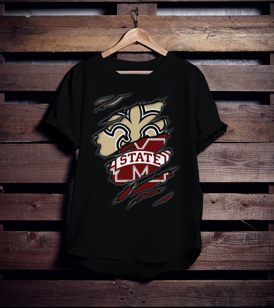Saints Fleur-de-Lis Meets Mississippi State Bulldogs T-Shirt