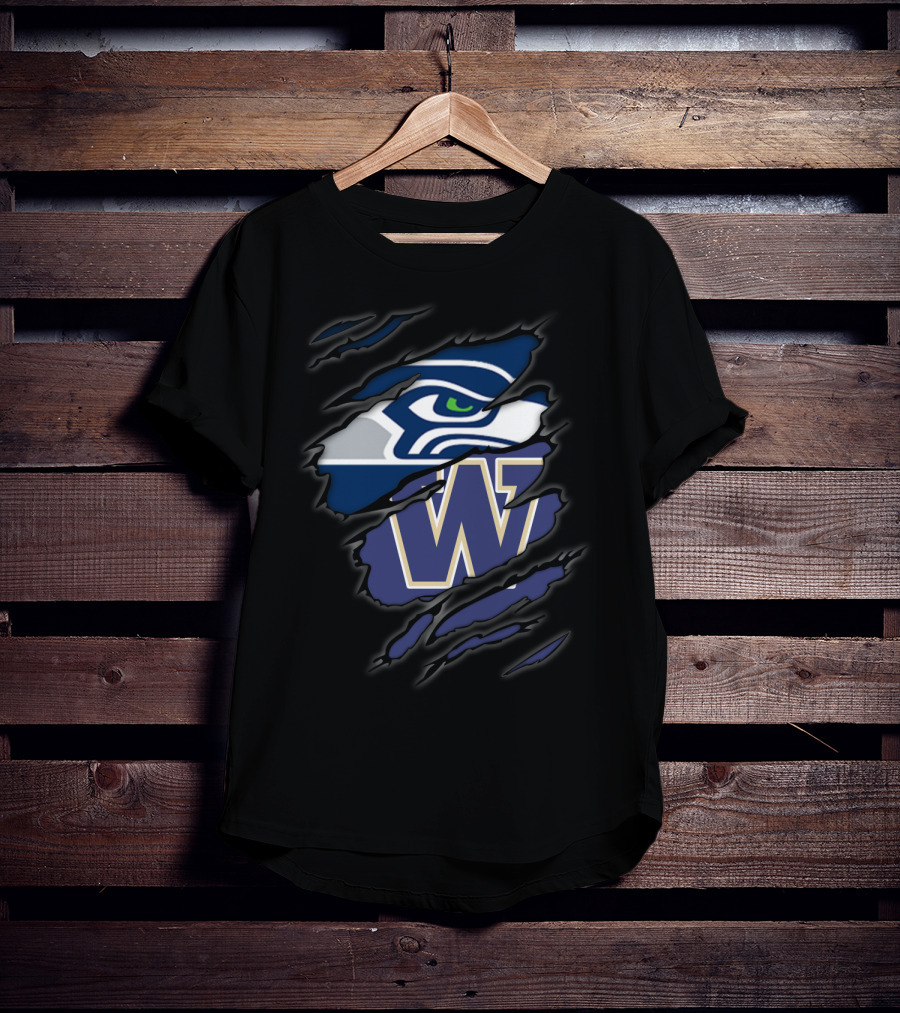 Seahawks Logo University Of Washington Huskies W Claws T-Shirt