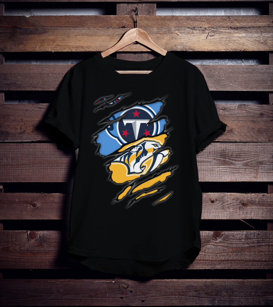 Titans Predators Logos Ripped T-Shirt