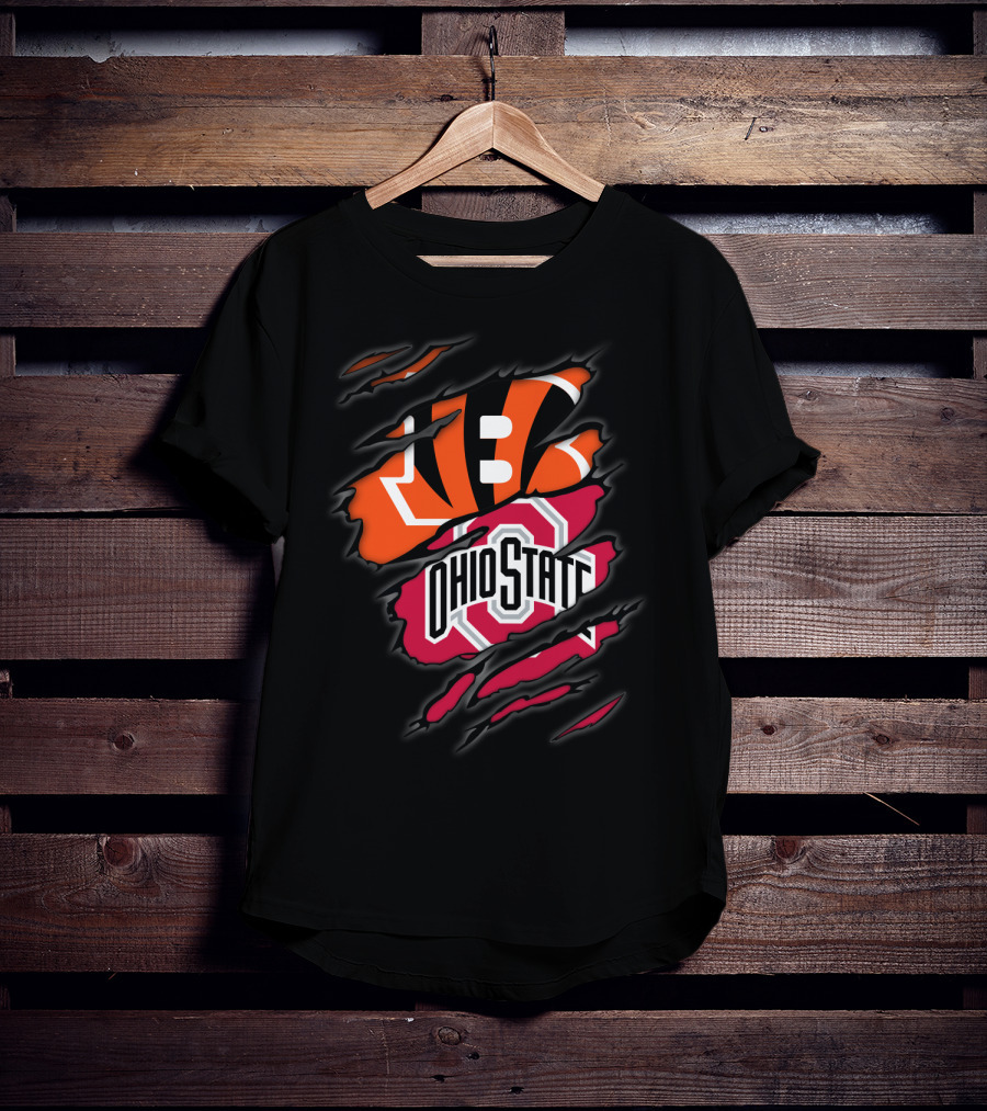 Bengals Ohio State Ripped Logo Fusion T-Shirt