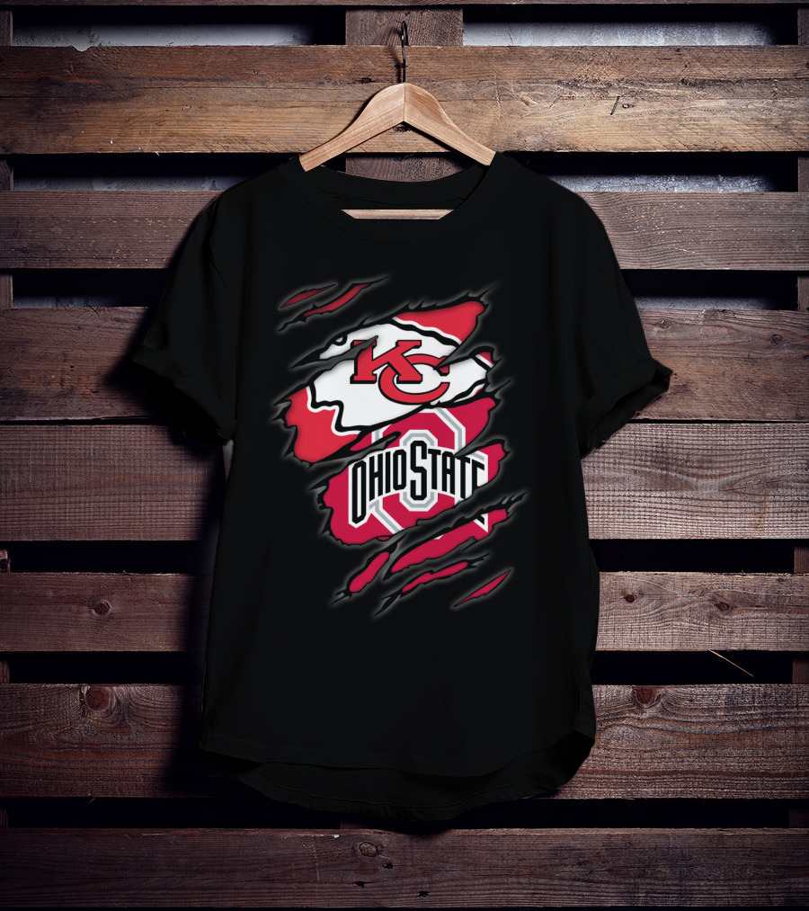 KC Chiefs Ohio State Buckeyes Ripped T-Shirt