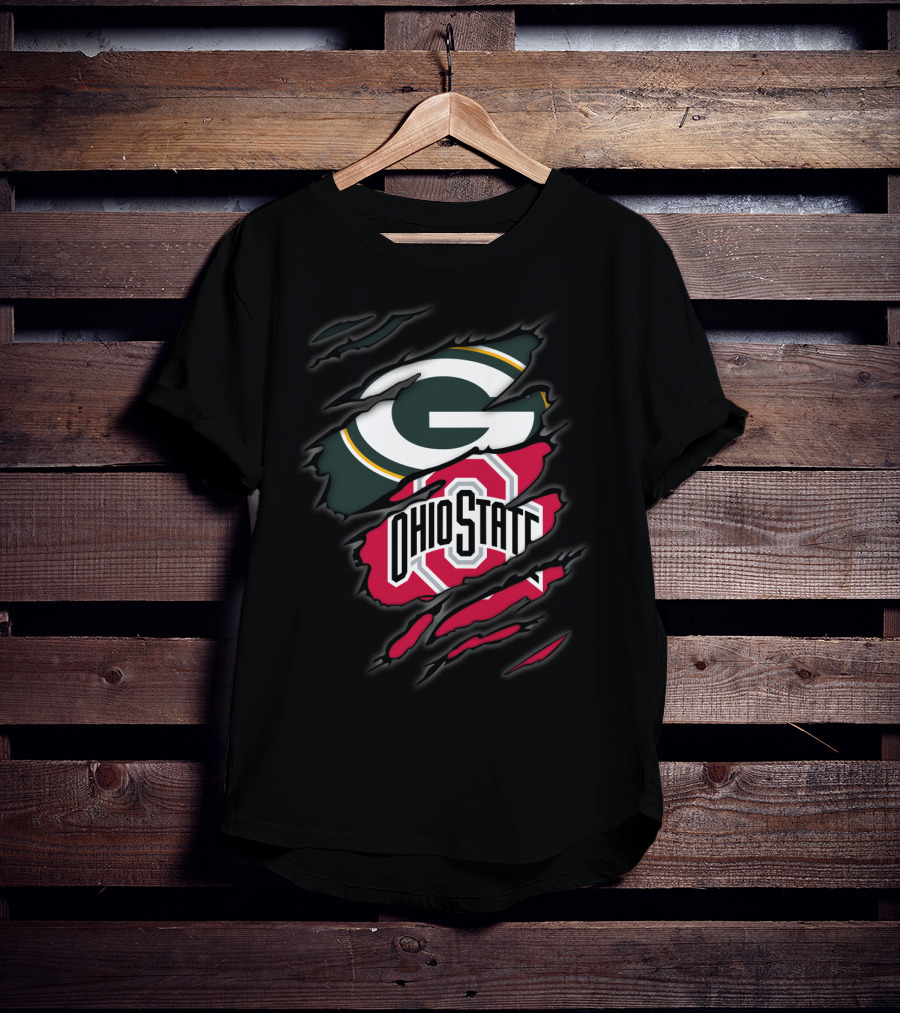 Packers Ohio State Torn Logo Fusion T-Shirt