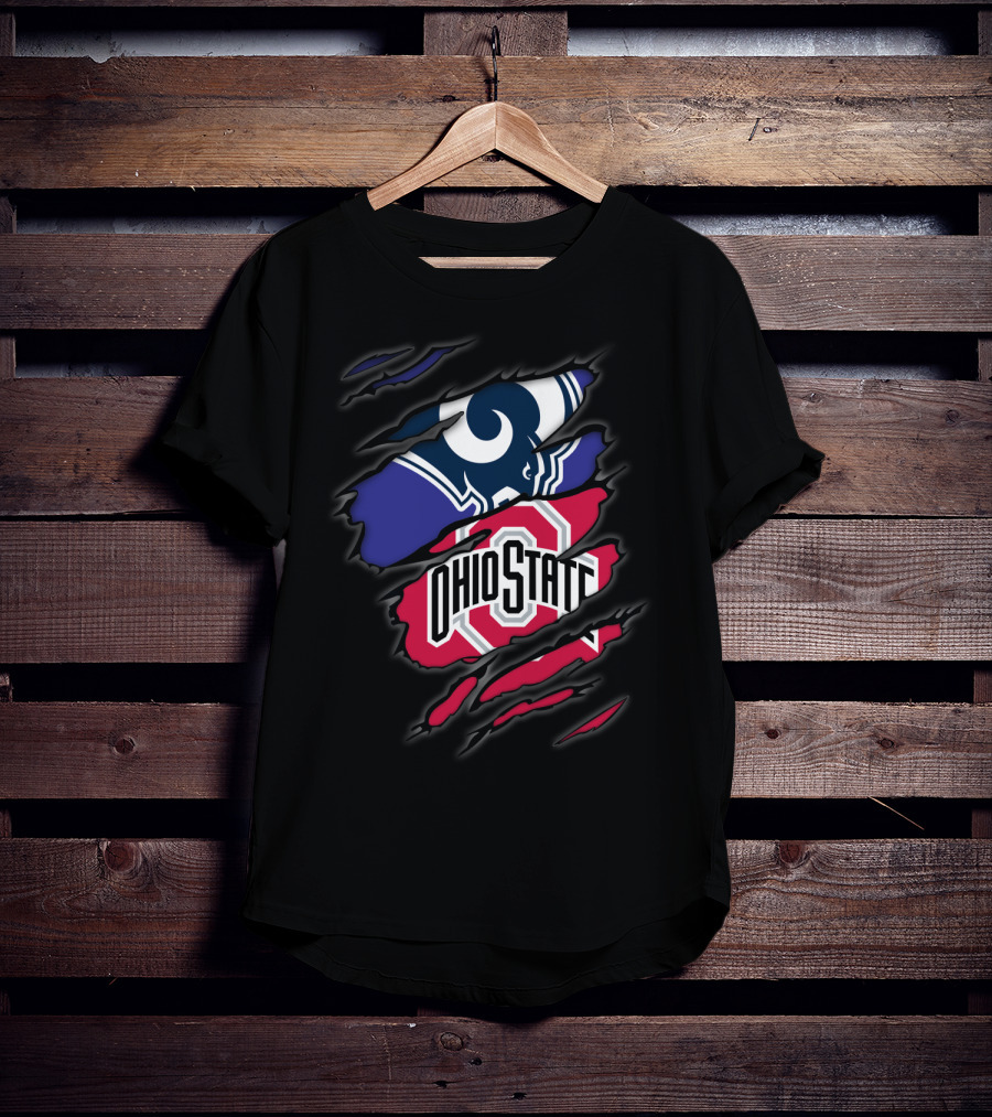 Rams Ohio State Football Fusion Torn Fabric T-Shirt