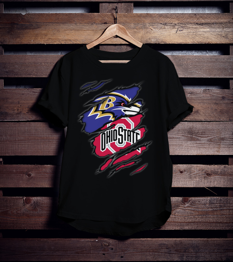 Ravens Ohio State Logo Tear T-Shirt