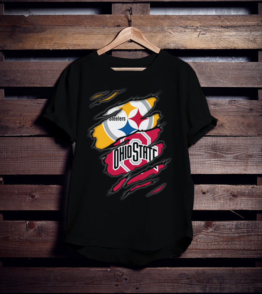 Steelers And Ohio State Logo Fusion T-Shirt