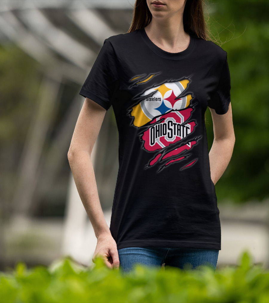 Steelers And Ohio State Logo Fusion T-Shirt