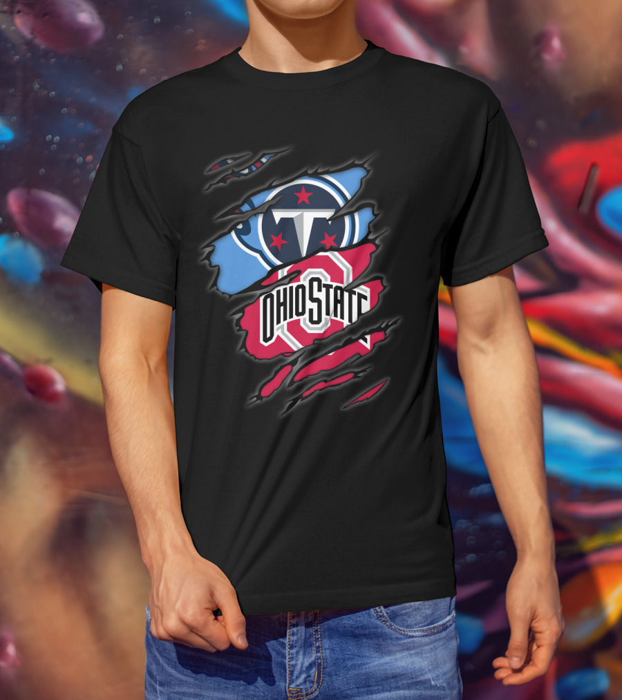 Titans Logo Ohio State Emblem Tear T-Shirt