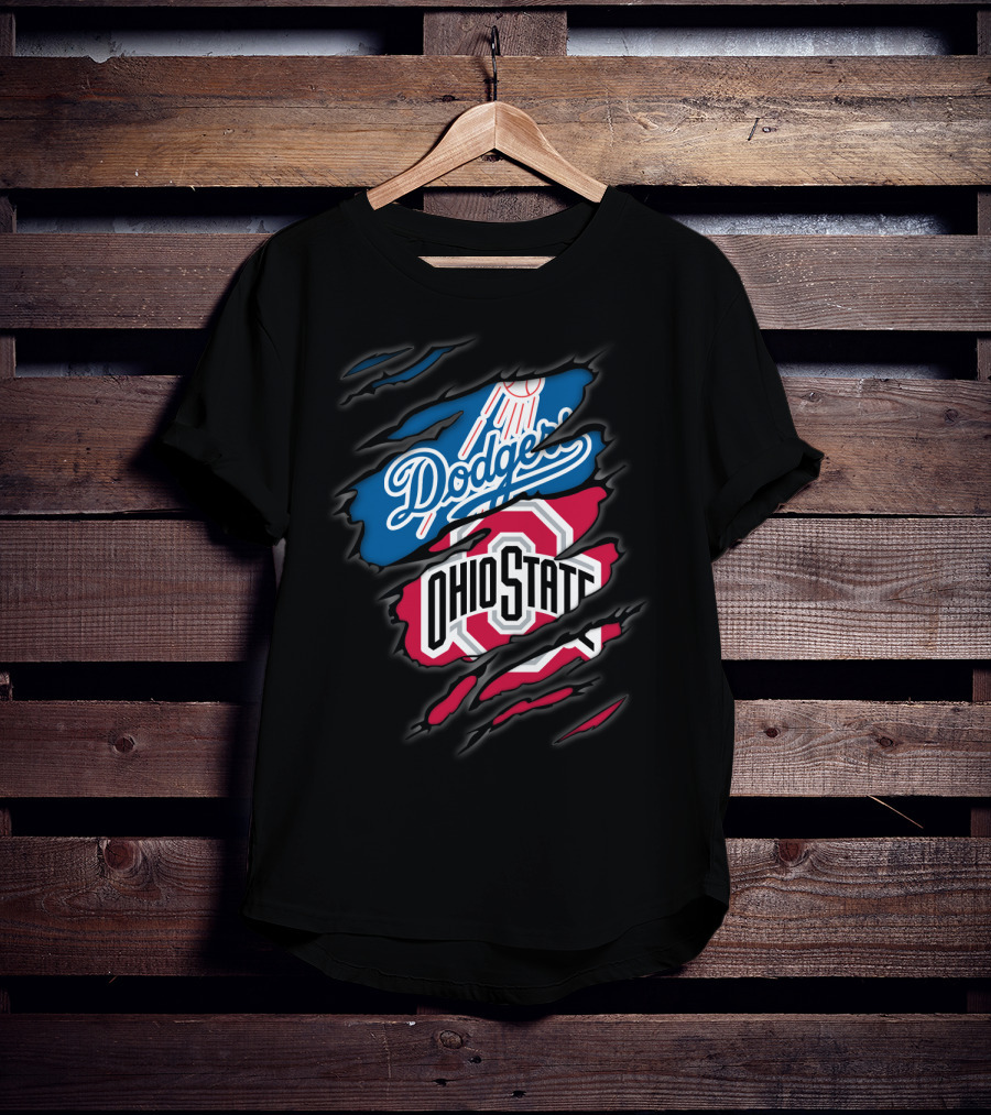 Dodgers Ohio State Hidden Logos Torn Reveal T-Shirt