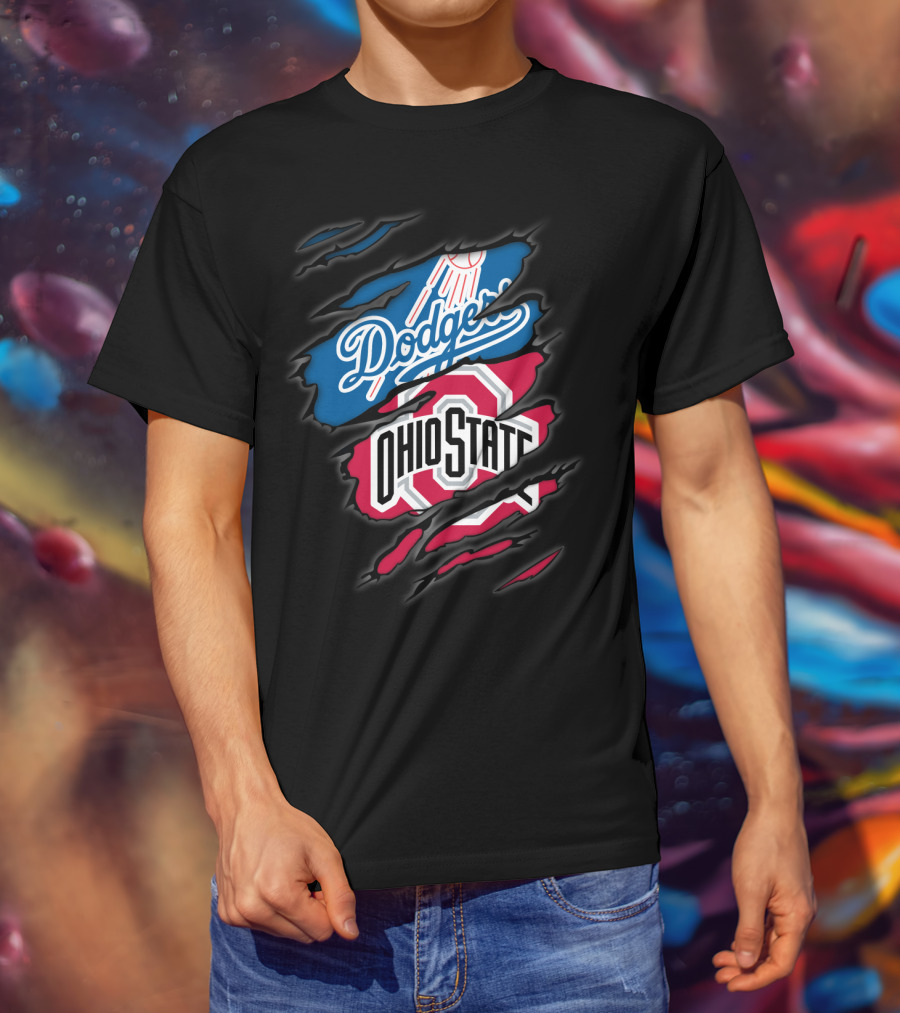 Dodgers Ohio State Hidden Logos Torn Reveal T-Shirt