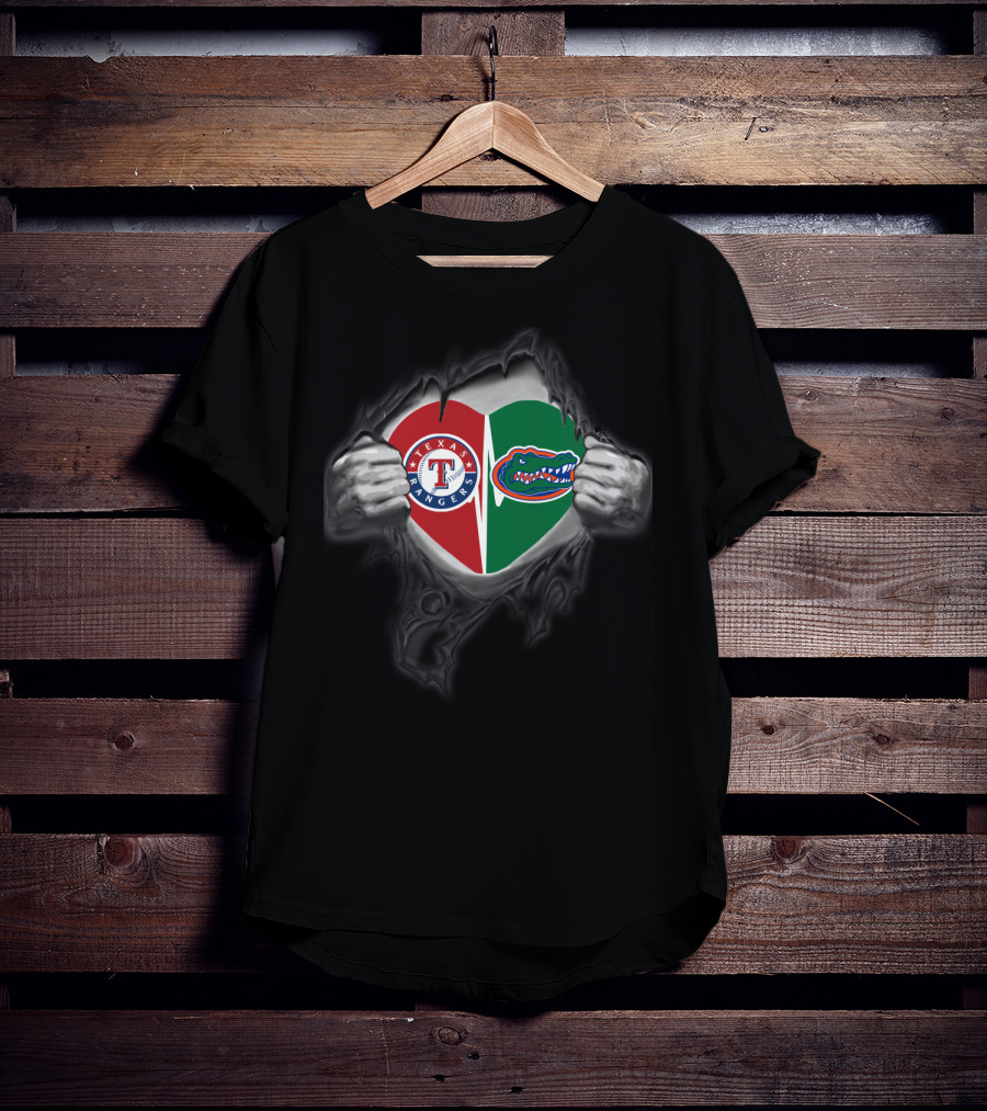Texas Rangers Florida Gators Heart T-Shirt
