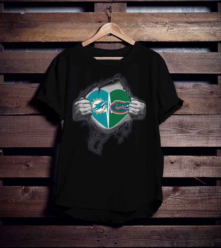 Miami Dolphins Florida Gators Heart T-Shirt