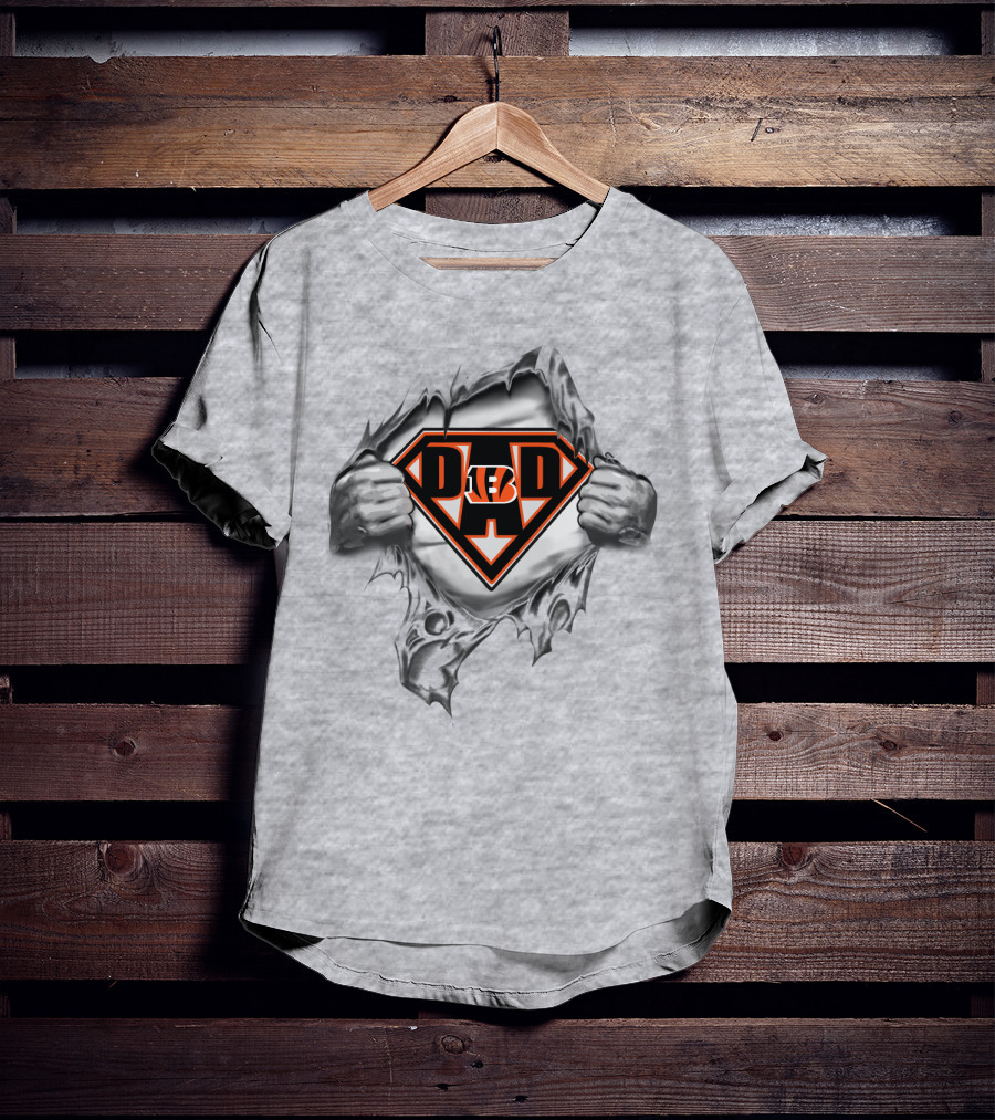 Bengals Super Dad Hero Emblem With Tiger Stripe T-Shirt
