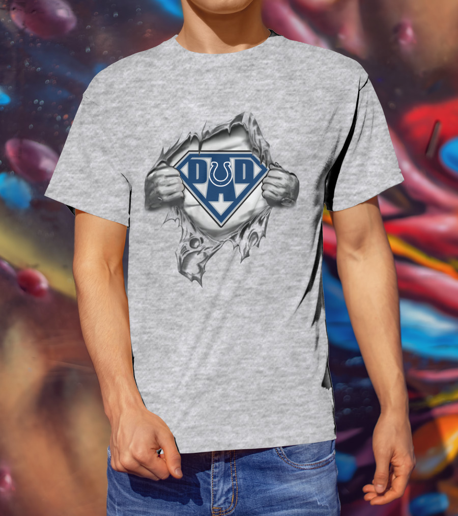 Colts Super Dad Logo Torn Metal Style T-Shirt