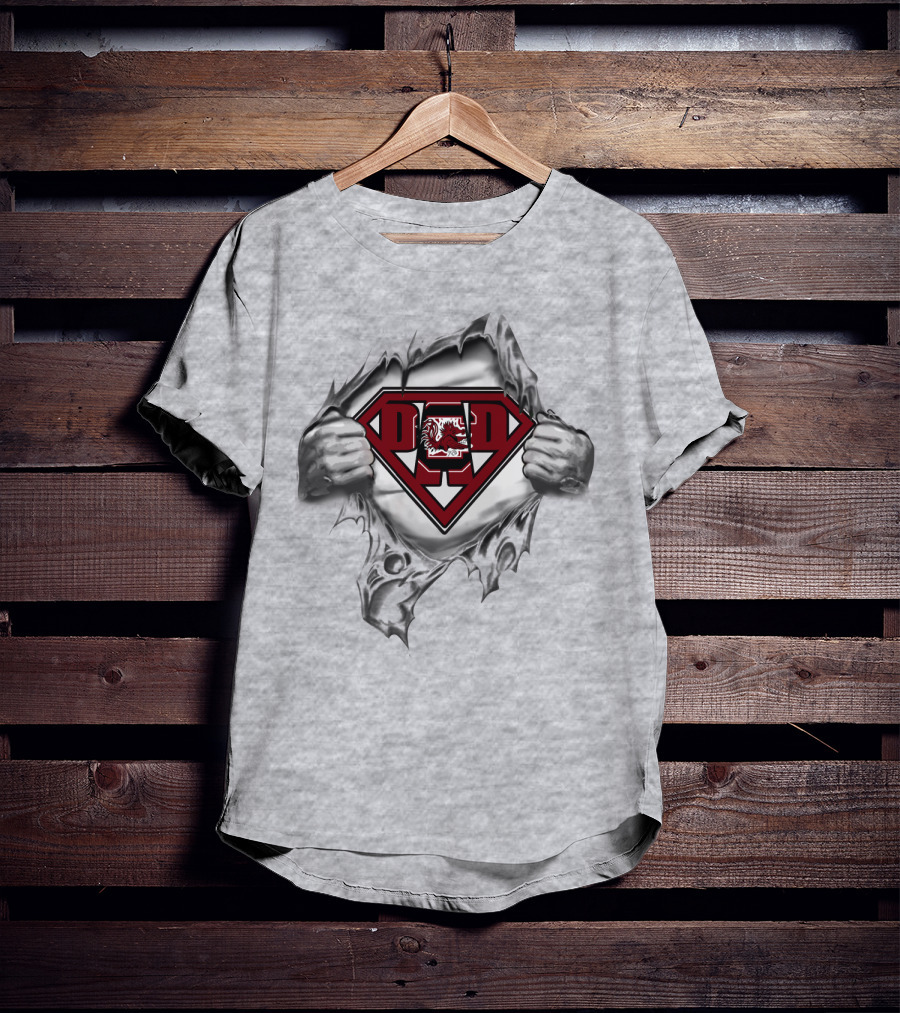 Gamecocks Dad Superhero Emblem T-Shirt