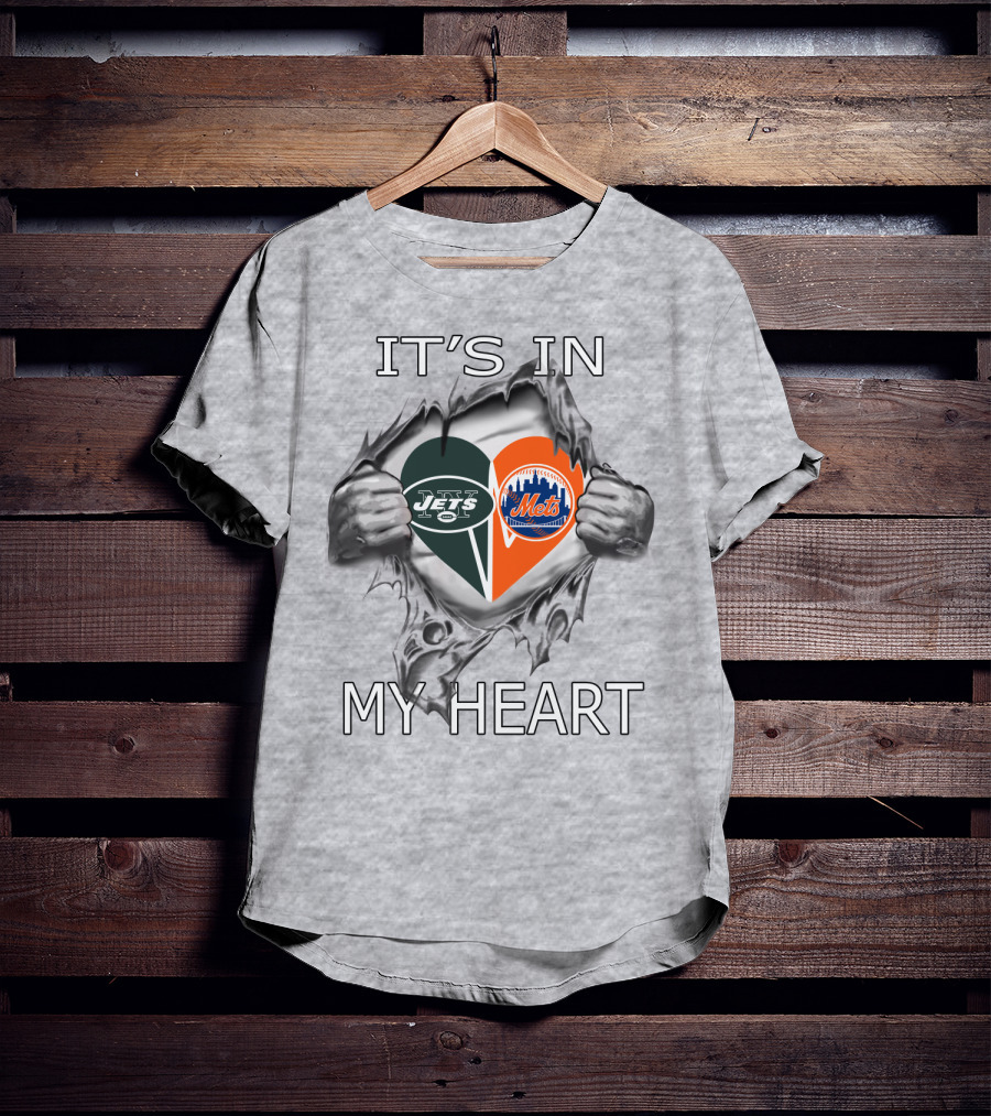 It's In My Heart Jets Mets Heart Logos T-Shirt