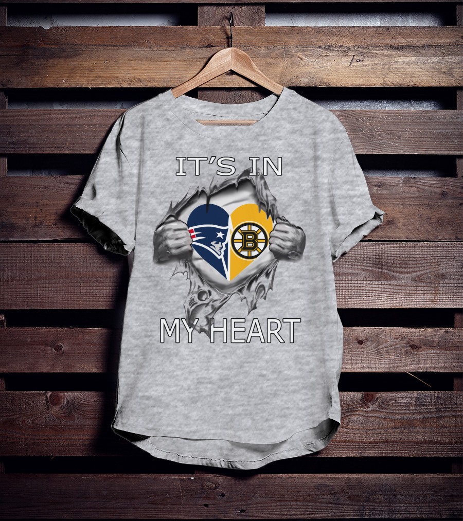 Patriots Bruins Heart Logos It's In My Heart T-Shirt
