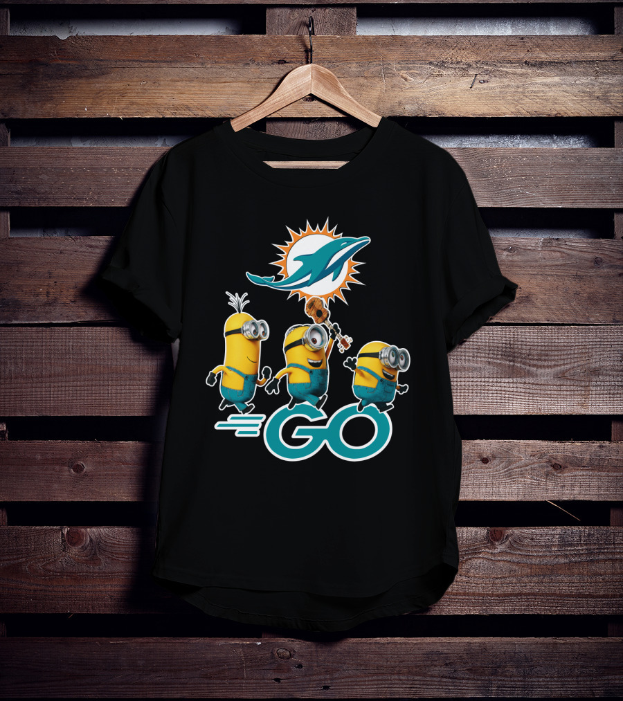Minions Go Miami Dolphins Football Fun T-Shirt