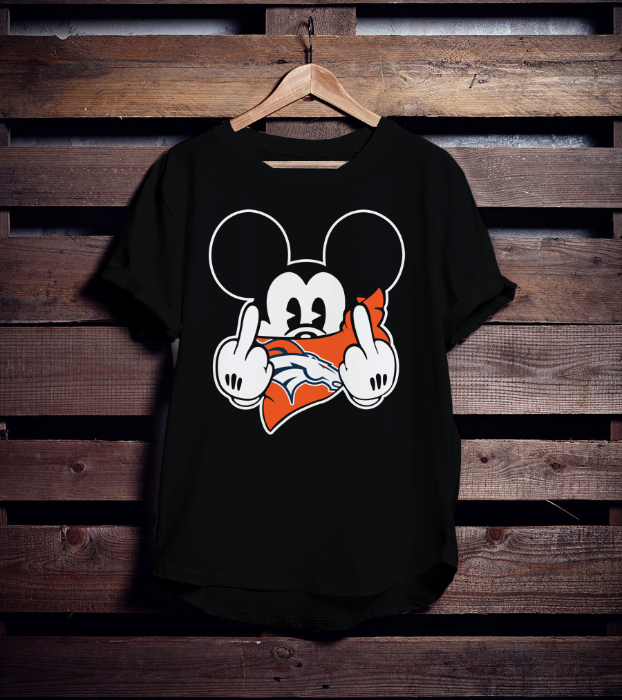 Broncos Mickey Mouse Middle Finger Gesture T-Shirt