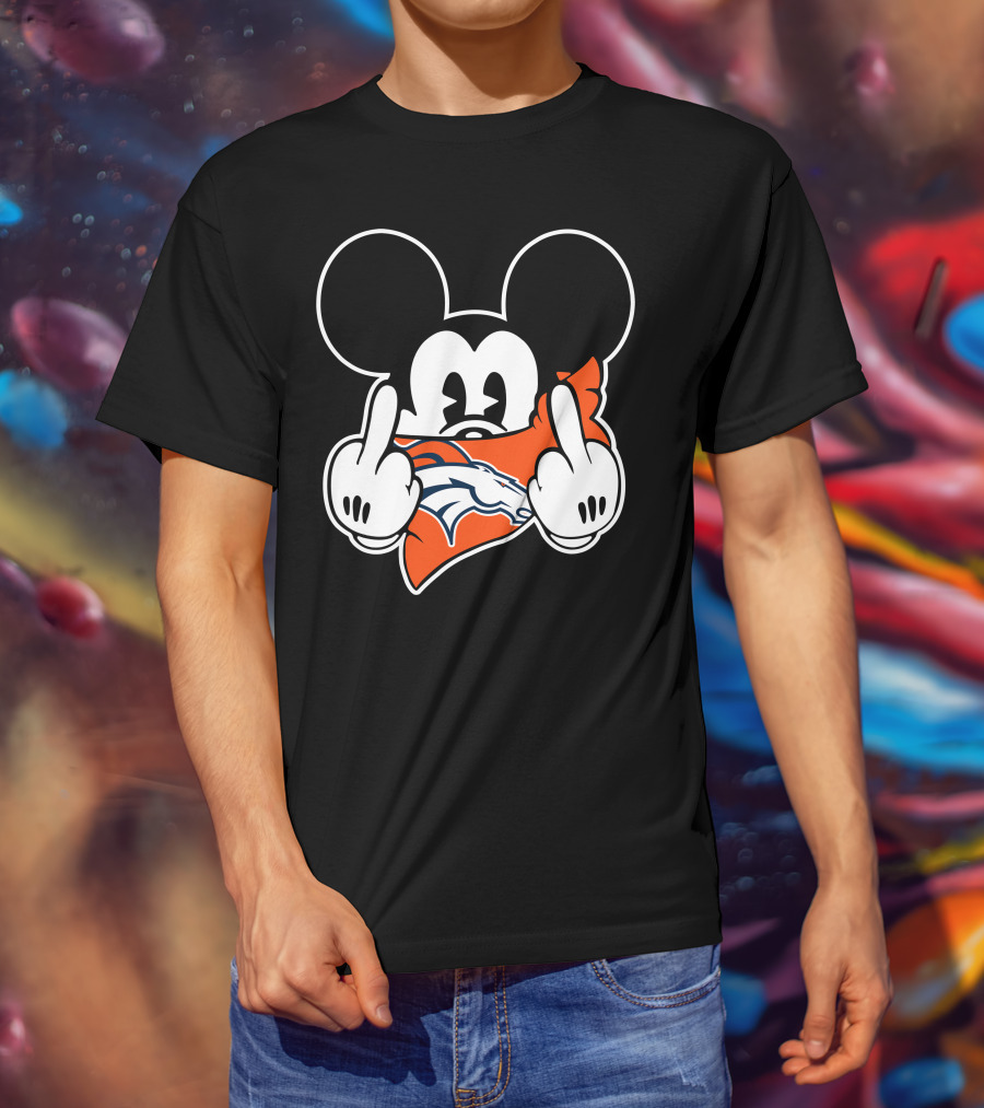 Broncos Mickey Mouse Middle Finger Gesture T-Shirt