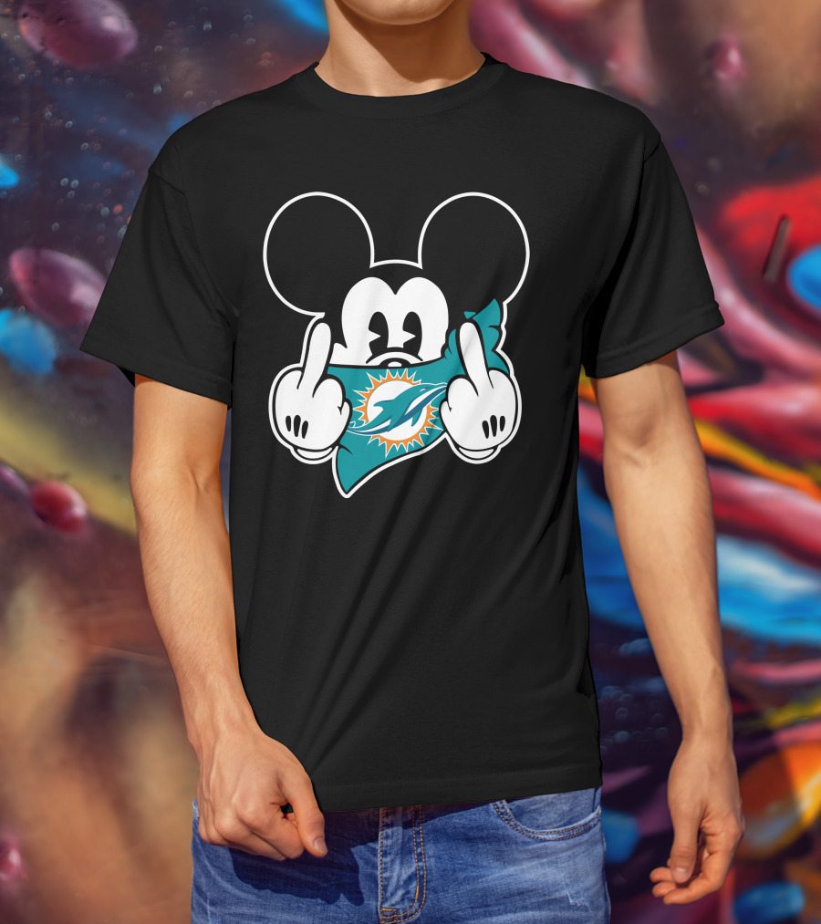 Mickey Mouse Dolphins Fan Logo Gesture T-Shirt