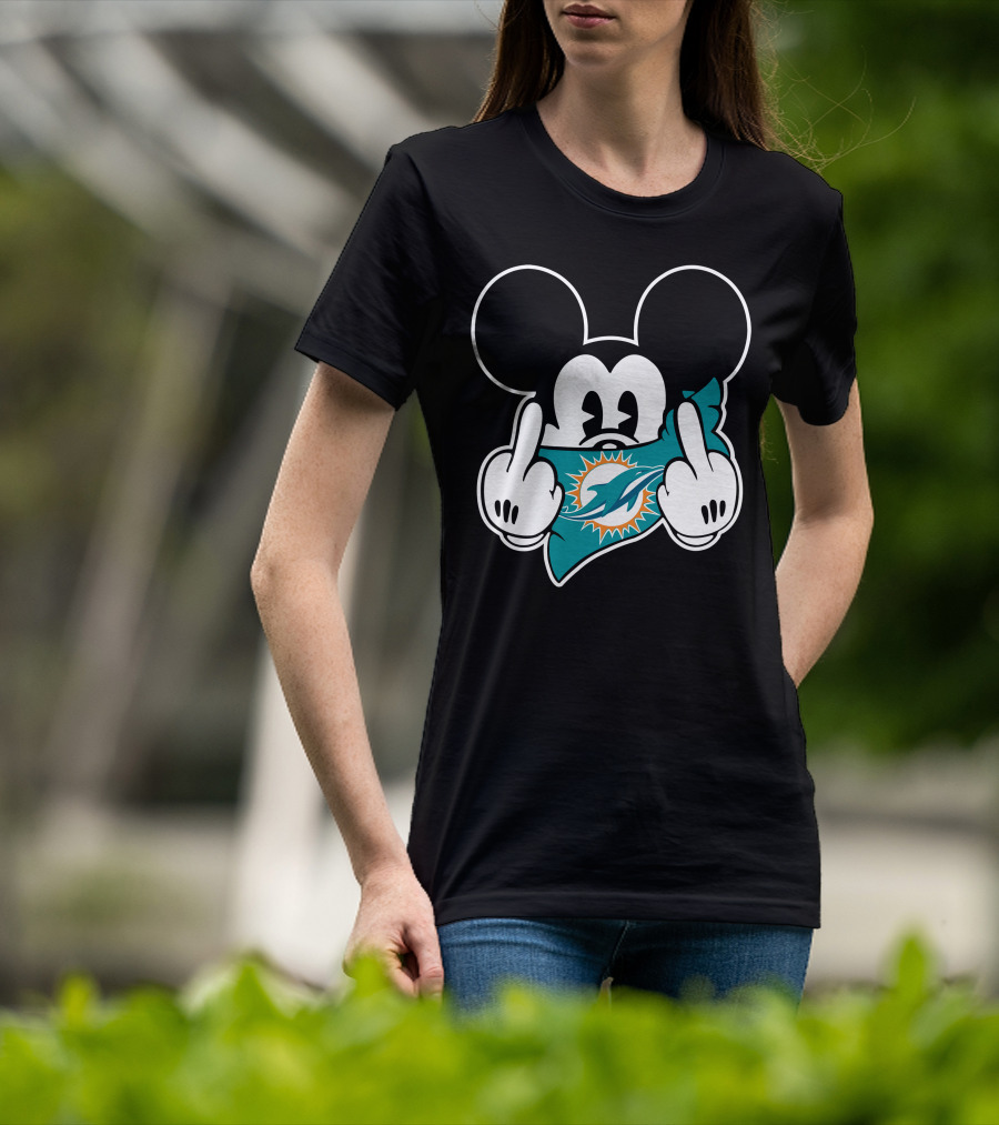 Mickey Mouse Dolphins Fan Logo Gesture T-Shirt