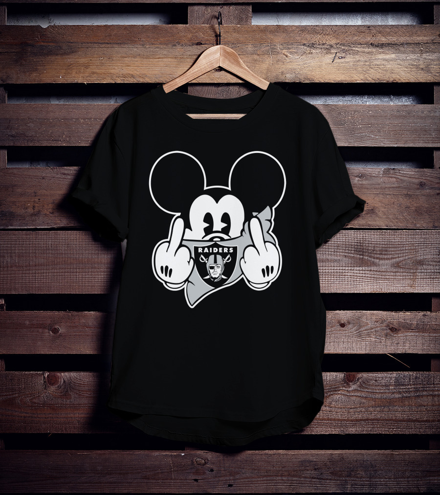Raiders Mickey Mouse Middle Finger Gesture T-Shirt