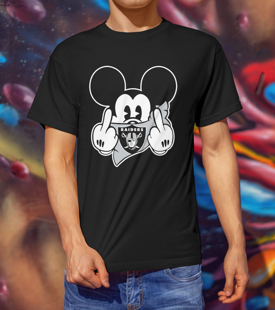 Raiders Mickey Mouse Middle Finger Gesture T-Shirt