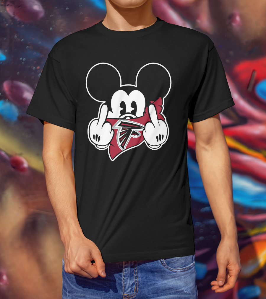 Falcons Mickey Mouse Hands Middle Finger Gesture T-Shirt