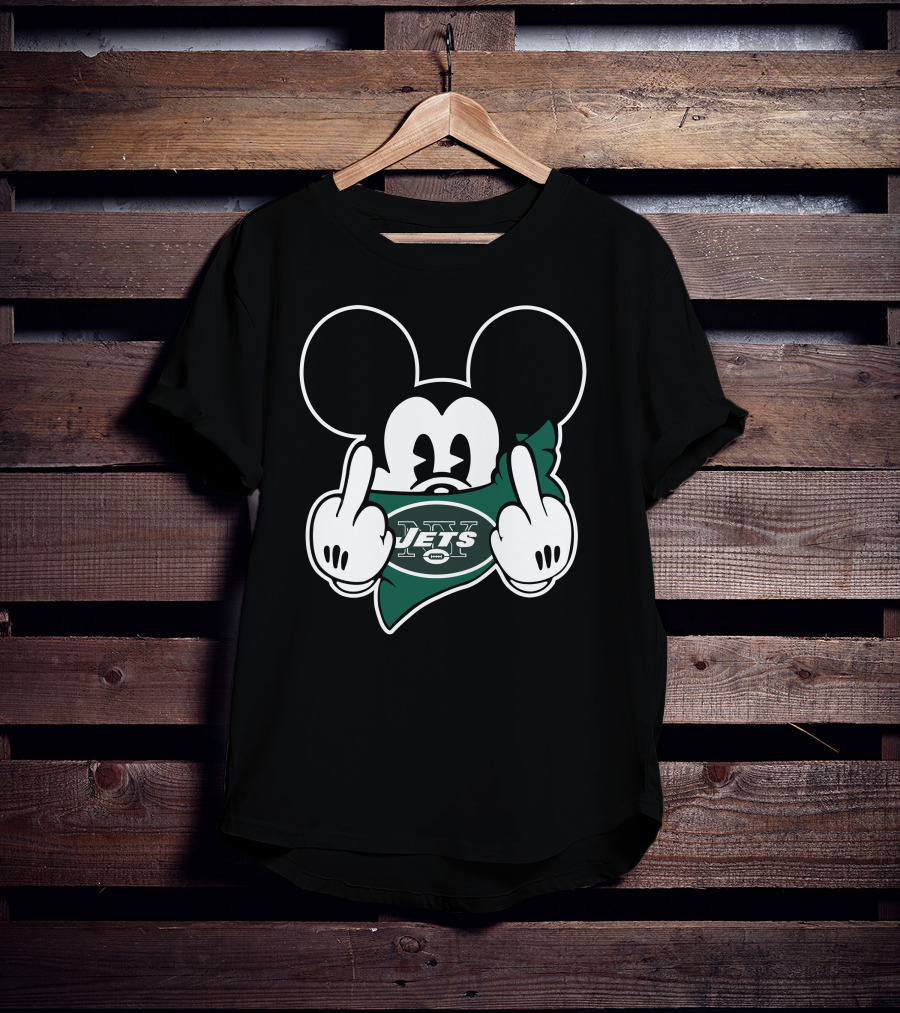 Jets Mouse Middle Finger Face Covering Football T-Shirt
