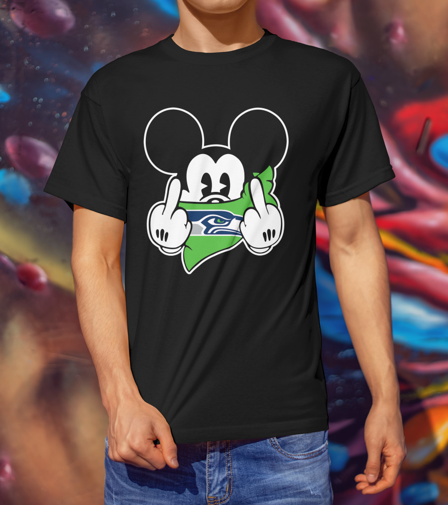 Seahawks Mickey Mouse Middle Finger T-Shirt
