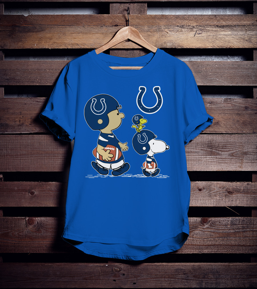 Colts Snoopy And Woodstock Football Helmets T-Shirt