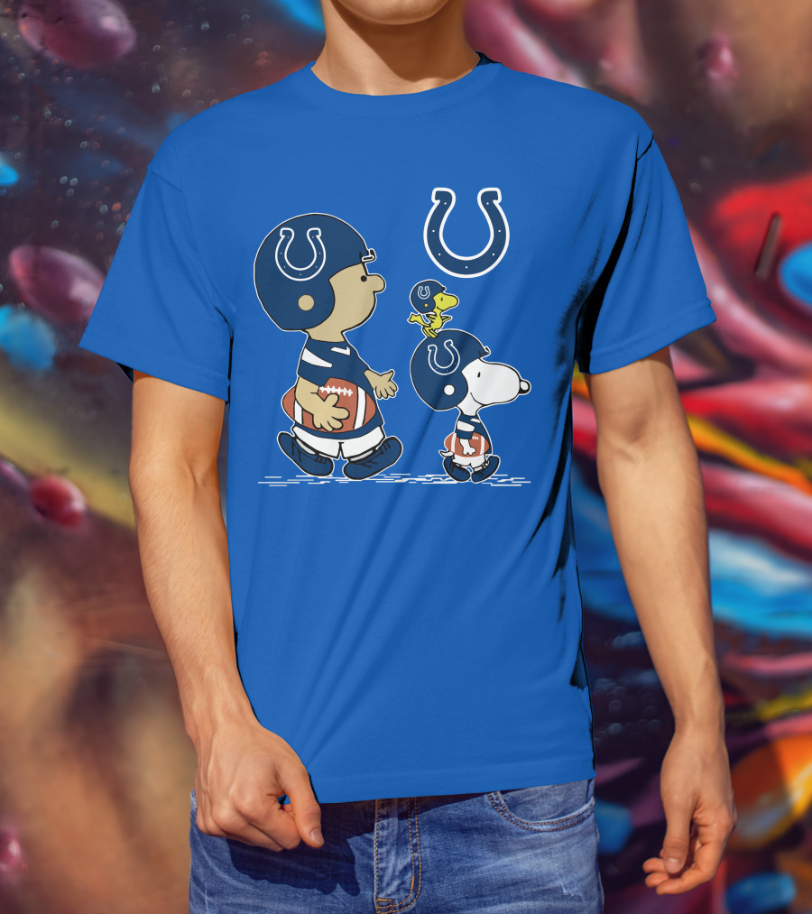 Colts Snoopy And Woodstock Football Helmets T-Shirt
