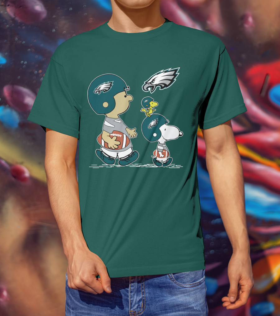 Philadelphia Eagles Snoopy And Woodstock Football Helmets T-Shirt